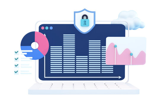 Importance of protecting sensitive data while utilizing tools like machine learning, predictive modeling, data science 3d render concept illustration.