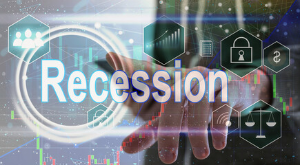 Fototapeta na wymiar virtual icon with the word recession