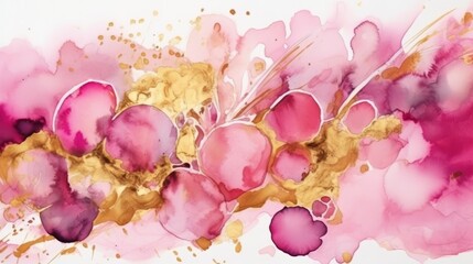 Abstract watercolor or alcohol ink art pink white background. Generative ai