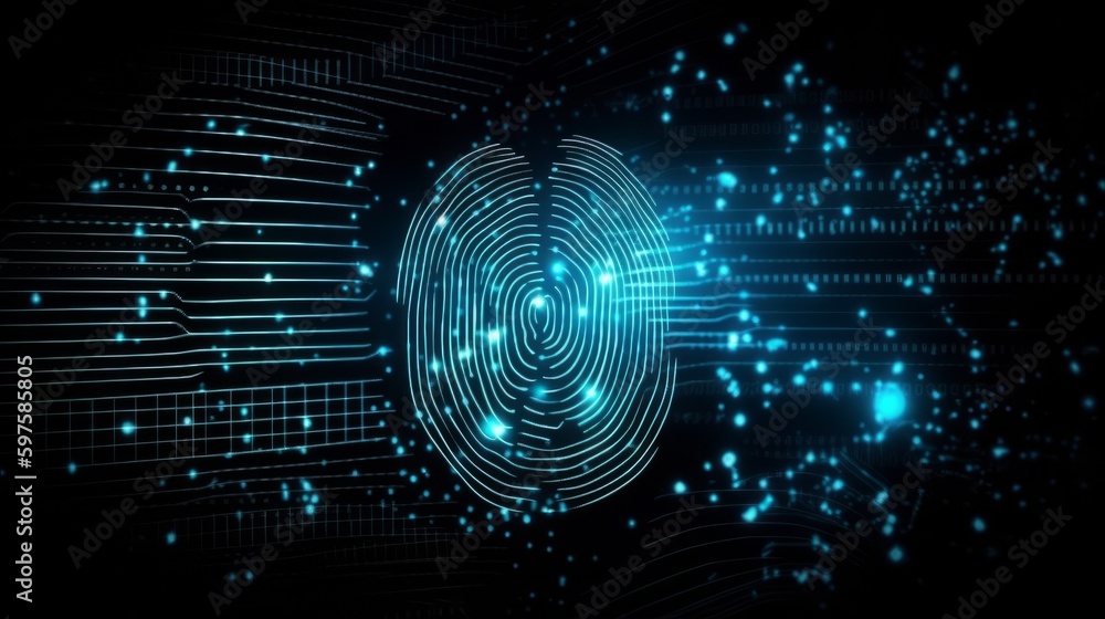 Poster digital fingerprint security concept binary digits. generative ai
