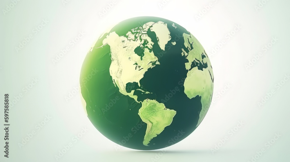 Poster earth is isolated on white background. world map. generative ai