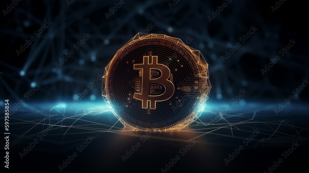 Leinwandbilder vibrant bitcoin illustration as digital cryptocurrency concept in 8k created with generative ai tech