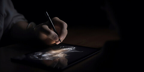 graphic designer using a tablet, design, art - obrazy, fototapety, plakaty