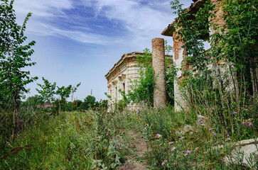 The ruins of the ancient Falzfein castle in the Kherson region, Ukraine. Landscape.