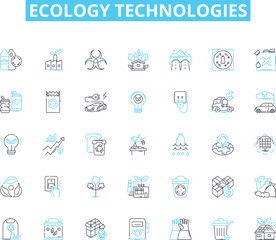 Ecology technologies linear icons set. Solar, Wind, Geothermal, Biomass, Hydroelectric, Carbon-neutral, Composting line vector and concept signs. Recycling,Biodegradable,Rainwater harvesting outline