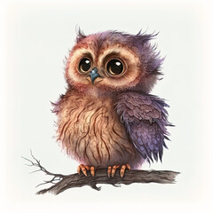 Obraz premium Cute owl pic, sticker style, vector image