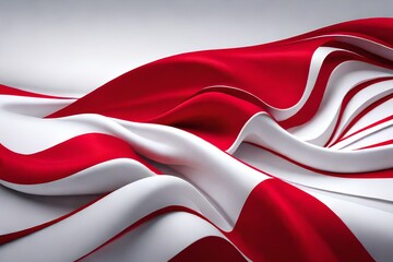 Indonesia independence day. Red and white flag fabric wavy isolated on white background