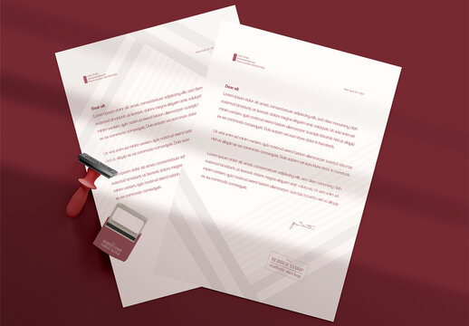 Ink Rectangular Stamps with Office Papers Mockup