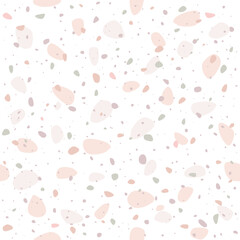 Trendy terrazzo vector seamless pattern. Marble, stones, rocks pastel colors background for wallpaper