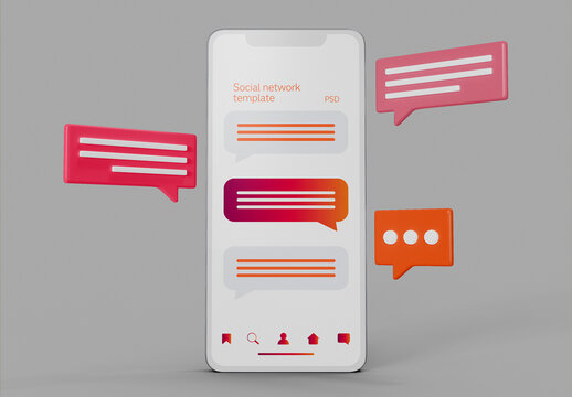 Smartphone with Text Bubbles Mockup