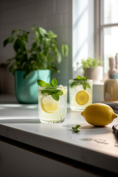 Fresh Lime Mint, Lemon Mint Cocktail, Juice, Mojito Beverage