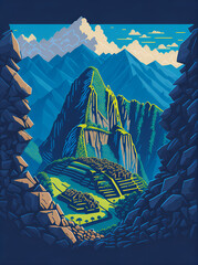 Machu Picchu landscape. AI generated illustration