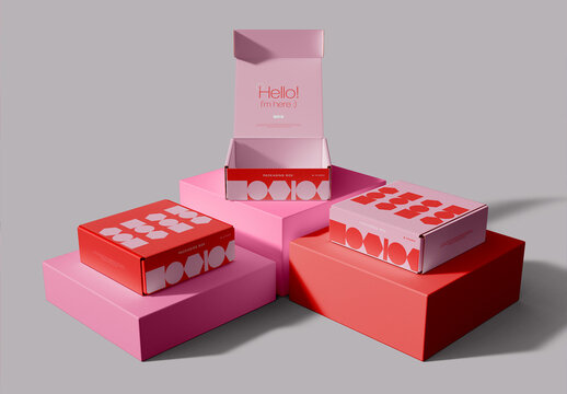 Mailing Boxes on Podiums Mockup