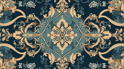 This damask ornament is a true work of art. It strikes the imagination with its beauty and sophistication. The ornament is made in a modern style, which gives it a special flavor. Generative AI