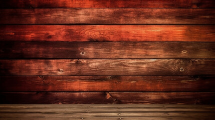 Some alternative ways to describe the given image or texture could be: Background made of wooden planks with a red hue. Texture of wooden boards in a reddish shade. Rustic red wood Generative AI