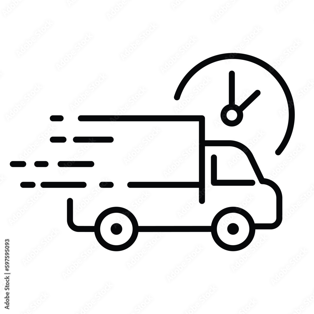 Wall mural fast delivery truck icon, express delivery, quick move icon vector illustration