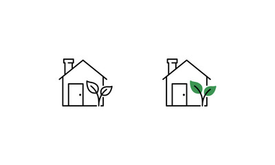 Obraz premium Vector icon of Eco-Friendly Home Plant thin line black and black-green color Plant and home icon.