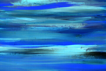 Fototapeta na wymiar Blue acrylic painting texture. Hand painted background