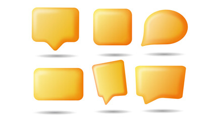 Set of 3d render speech bubble chat  elements message