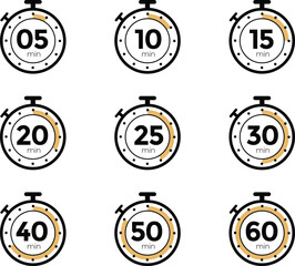 Clock timer mega icon set, cooking timers vector