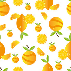 Seamless pattern with lemon and orange on an isolated backgraund