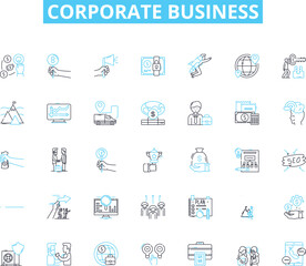 Corporate business linear icons set. Profit, Strategy, Growth, Leadership, Innovation, Investment, Development line vector and concept signs. Productivity,Efficiency,Collaboration outline