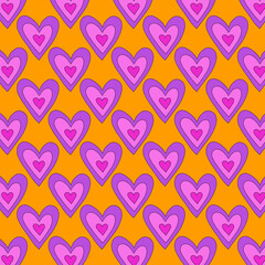 Fototapeta na wymiar retro psychedelic patterns-hearts and valentines for February 14th.Funky and groovy heart shapes ornaments.Hippie rainbow backgrounds only good vibes.valentine's day 1970-1980 
