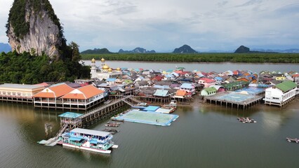 Aerial view of Ko Panyi also known as Koh Panyee - obrazy, fototapety, plakaty
