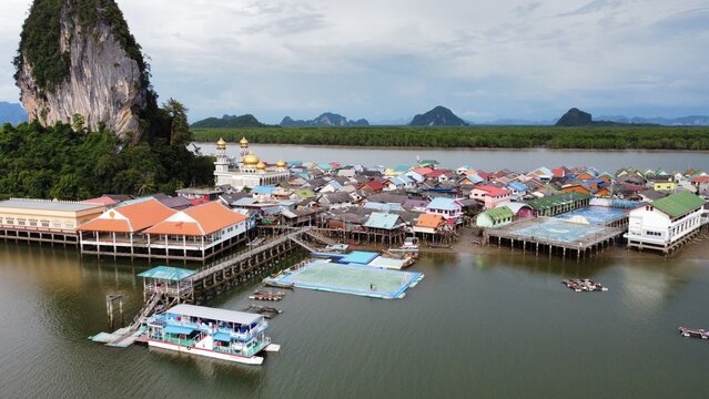 Aerial view of Ko Panyi also known as Koh Panyee
