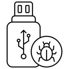 A flat design icon of infected usb 