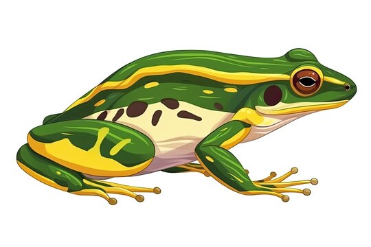 colorful frog perched on a white surface. Generative AI