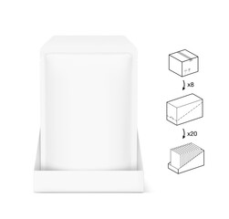 Blank open show box mockup set. Vector illustration isolated on white background. Easy to use for your product. EPS10.