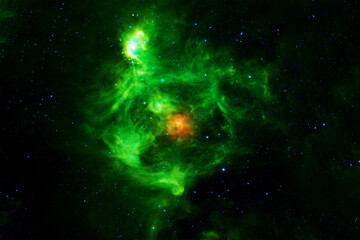 A beautiful green galaxy in dark space. Elements of this image furnished NASA.