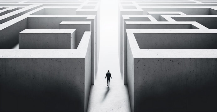 man walking in labirynth, created with Generative AI