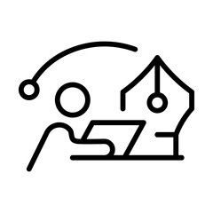 Icono de diseñador gráfico. Freelancer, trabajo en casa. Ilustrador, diseño, dibujante. Ilustración vectorial