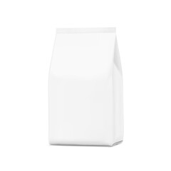 Hyper realistic vertical bag mockup. Half side view. Vector illustration isolated on white background. Can be use for template your design, presentation, promo, ad. EPS10.