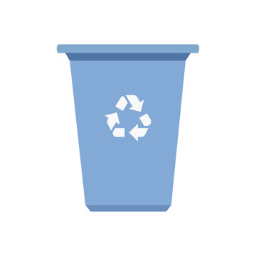 Garbage bin. Colorful trash can with recycling icon. Waste sorting container. Vector illustration