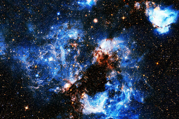 A beautiful blue galaxy in dark space. Elements of this image furnished NASA.