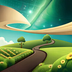 Earth day banner and World Environment day concept featuring cute style Green world paper with Copy space.  Generative Ai