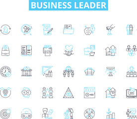 business Leader linear icons set. Visionary, Innovative, Strategic, Dynamic, Charismatic, Bold, Inspirational line vector and concept signs. Decisive,Result-oriented,Visionary outline illustrations
