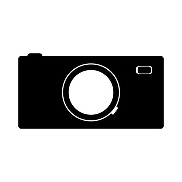 Camera png illustration. Photography, photo, image sign, symbol, object, icon, sticker. Black silhouette. Simple, pictogram, pictograph, infographic.
