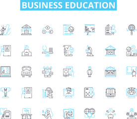 Business education linear icons set. Management, Finance, Accounting, Marketing, Entrepreneurship, Economics, Leadership line vector and concept signs. Strategy,Logistics,Innovation outline