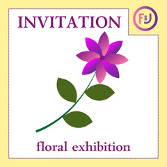 Floral exgibition card with a flower on a white background