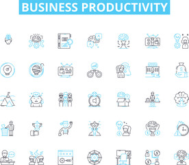 Business productivity linear icons set. Efficiency, Optimization, Streamlining, Innovation, Timeliness, Planning, Collaboration line vector and concept signs. Growth,Strategy,Automation outline