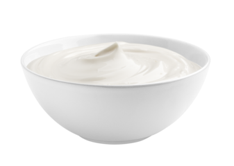 sour cream, mayonnaise, yogurt, isolated on white background, full depth of field