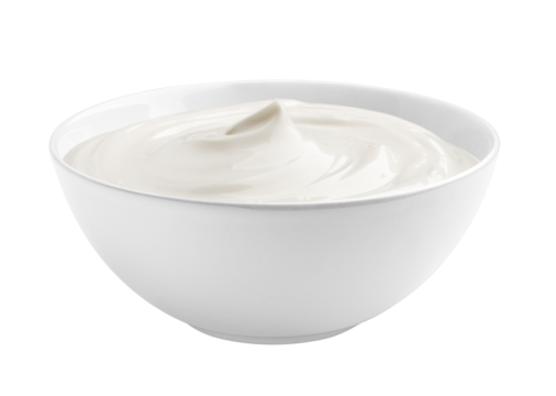 sour cream, mayonnaise, yogurt, isolated on white background, full depth of field