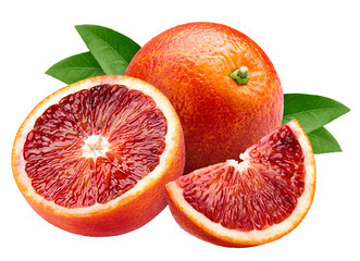 red blood orange, isolated on white background, full depth of field