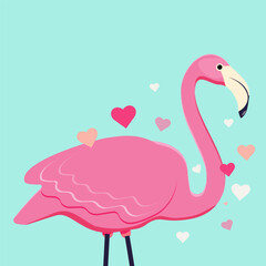 Flamingo with hearts