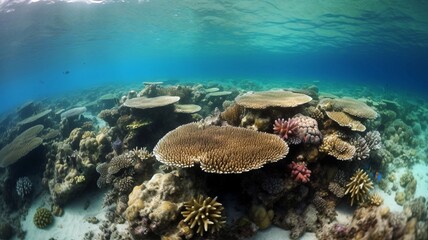 Naklejka na ściany i meble coral reef in sea generative ai