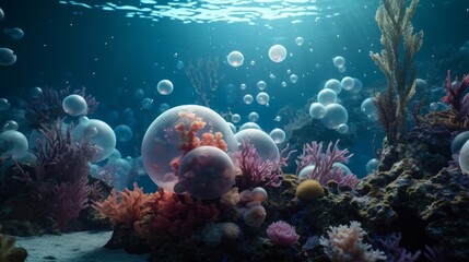 Discover the Magnificent Bluetoned Coral Garden of the Red Sea: Tim Walker's Stunning Underwater Photograph with Sony A9 and Wide-Angle Lens, Generative ai